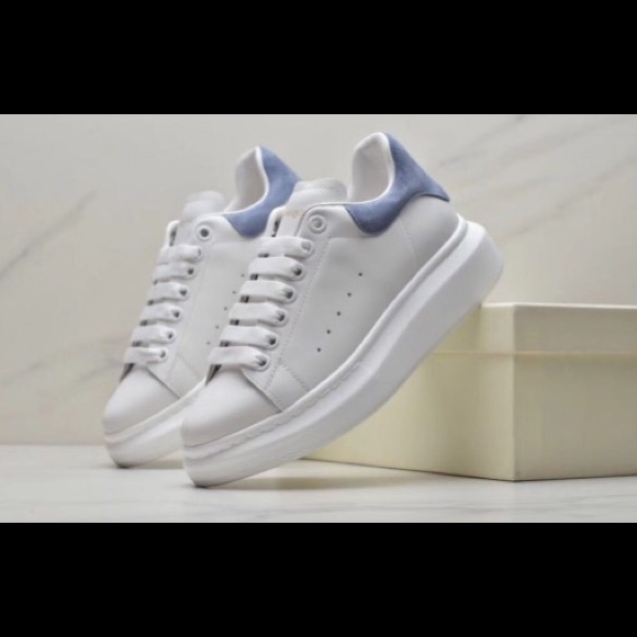 McQueen white and blue tail fashion men\'s sneakers